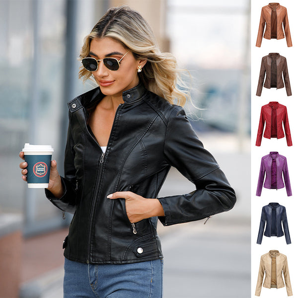 European And American Women's Leather Jackets-Jackets-Zishirts