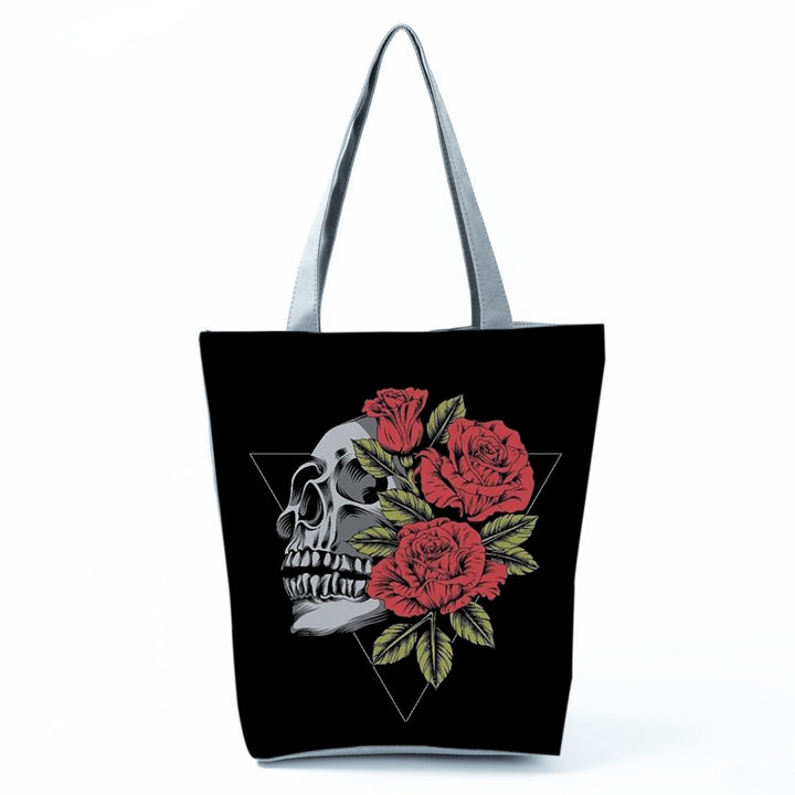 Portable Large Capacity Skull Printed Handbag-Women's Bags-Zishirts