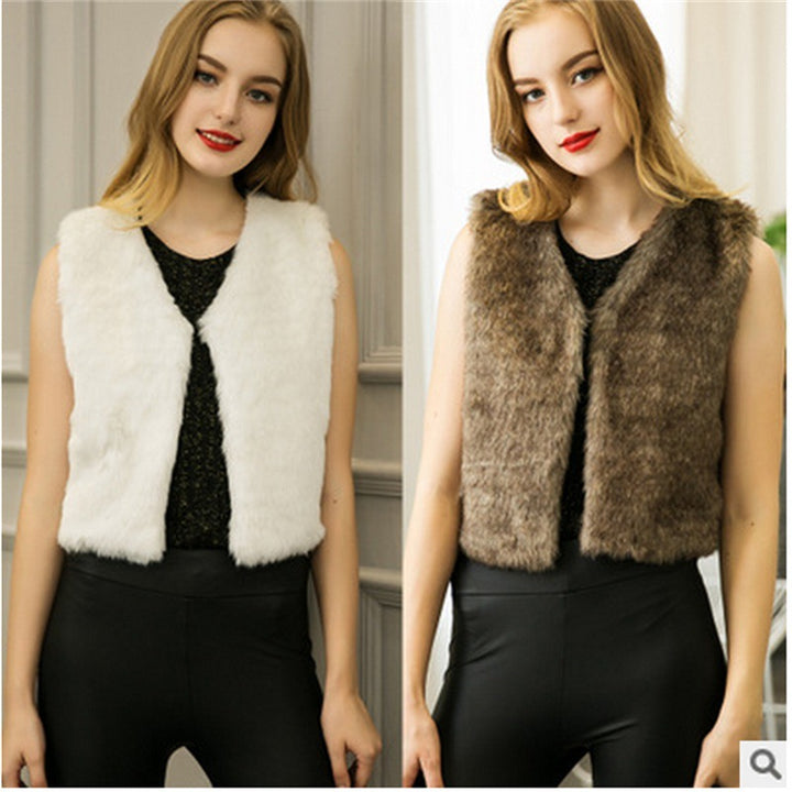 Women's Imitation Fur Fur Vest-Sweaters-Zishirts