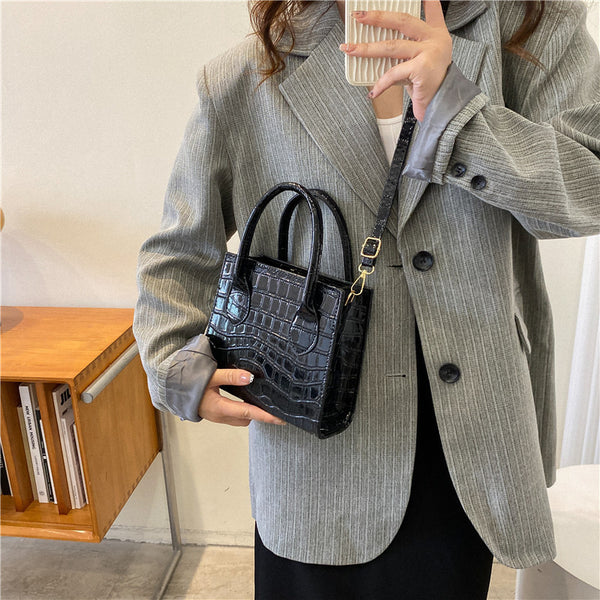 Women's Fashion Simple Solid Color Stone Pattern Crossbody Bag-Women's Bags-Zishirts