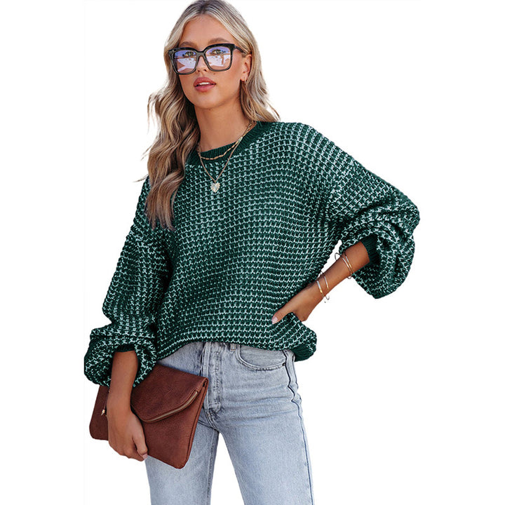 Women's Solid Color Round Neck Off-shoulder Sweater-Sweaters-Zishirts