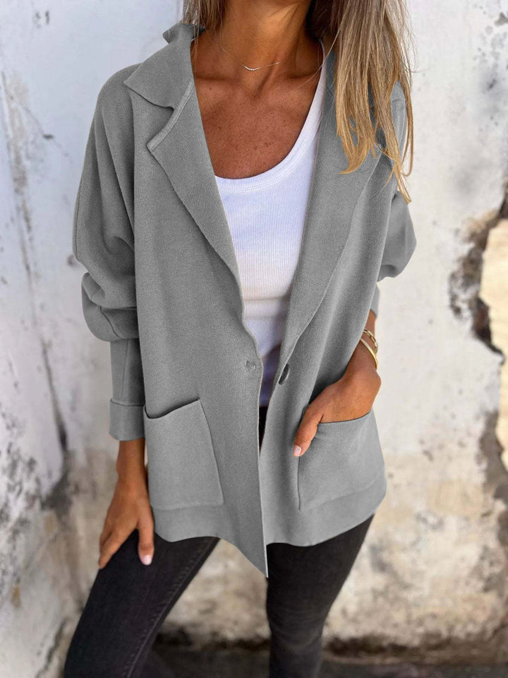 Casual Lapel Jacket With Pockets Fashion Versatile Long Sleeve Outwear Tops Coat For Womens Clothing-Jackets-Zishirts