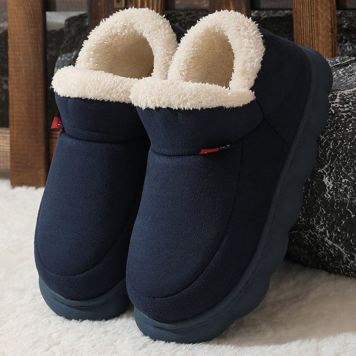 Winter Plush Cotton Shoes Women Men Warm Suede House Shoes For Parents Solid Color Thick-soled Garden Shoes Outdoor-Womens Footwear-Zishirts