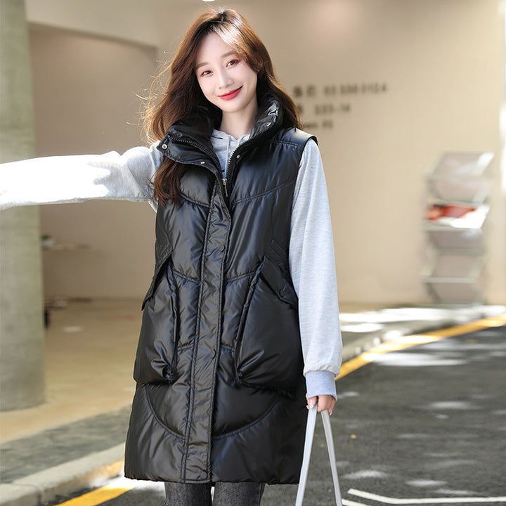 Glossy Disposable Down Cotton Vest Women-Jackets-Zishirts