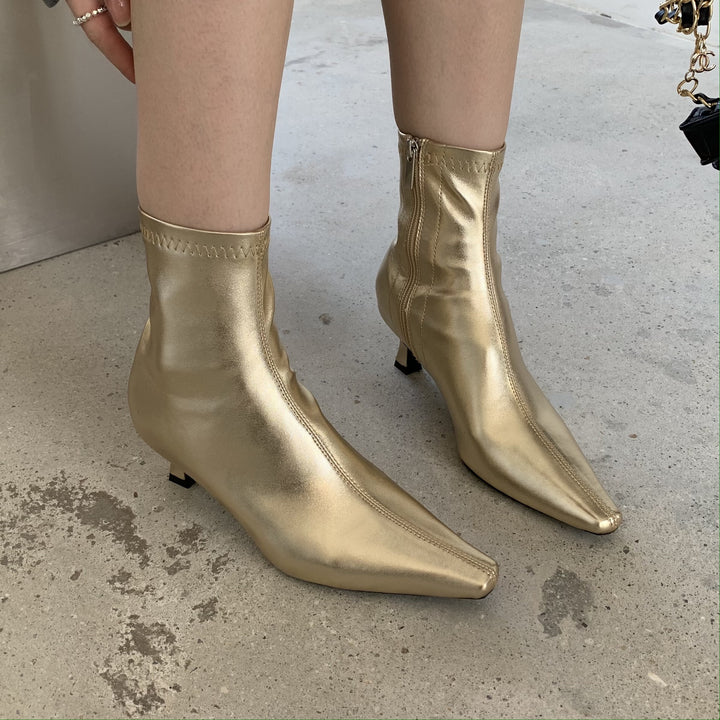 Square Toe Stiletto Heel Fashion Slimming Temperament High Heel Boots-Womens Footwear-Zishirts