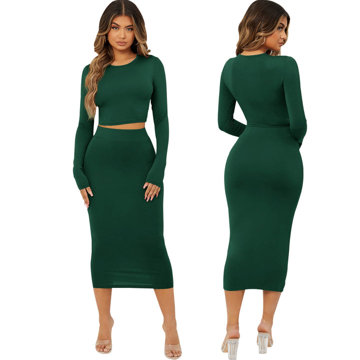 Fashion Solid Color Tight Two Piece Set-Suits & Sets-Zishirts