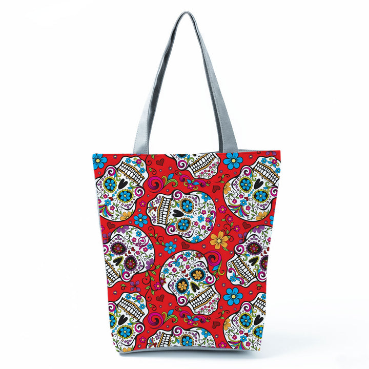 Portable Large Capacity Skull Printed Handbag-Women's Bags-Zishirts