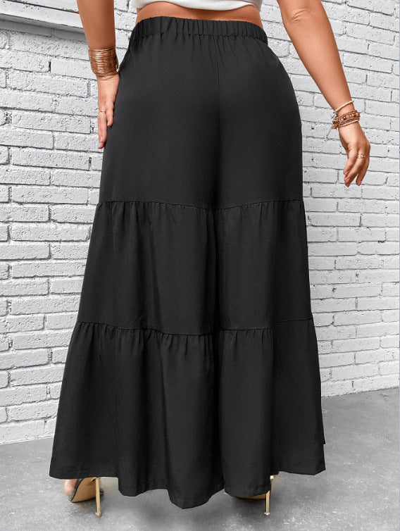 Women's Plus Size Stitching Wide Leg Pants-Suits & Sets-Zishirts