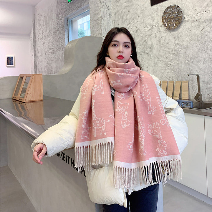 Printed Cashmere Shawl For Sun Protection In Autumn And Winter-Scarves & Wraps-Zishirts