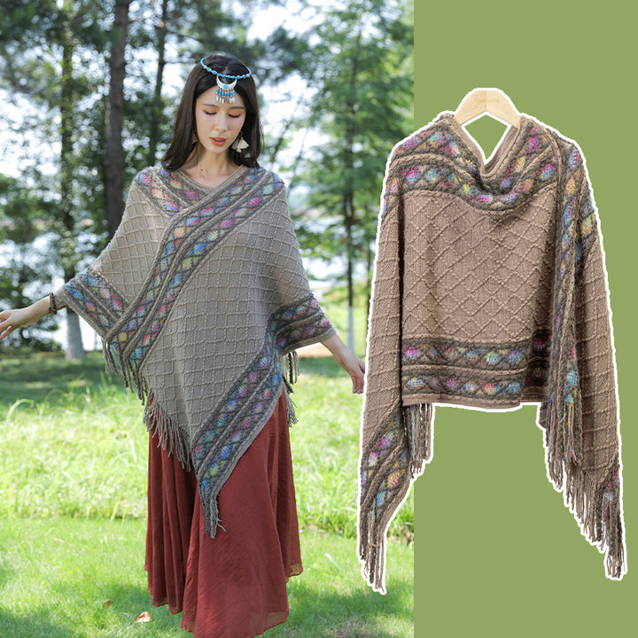 Autumn And Winter New Ethnic Style Shawl Travel Tassel Cloak-Scarves & Wraps-Zishirts