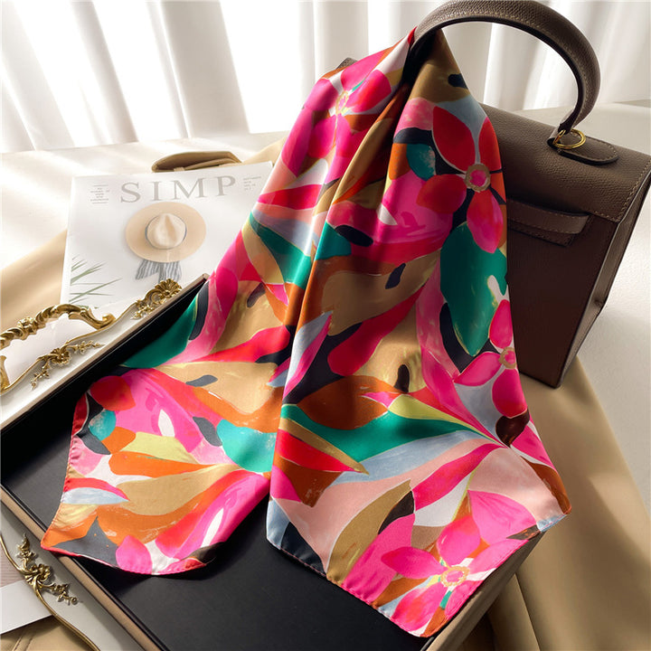 Women's Fashion Graffiti Printing Silk Scarf-Scarves & Wraps-Zishirts