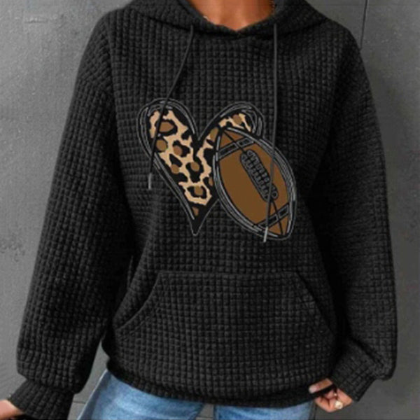 Women's Long-sleeved Round Neck Pullover Hooded Waffle Sweater-Women's Outerwear 2023-Zishirts