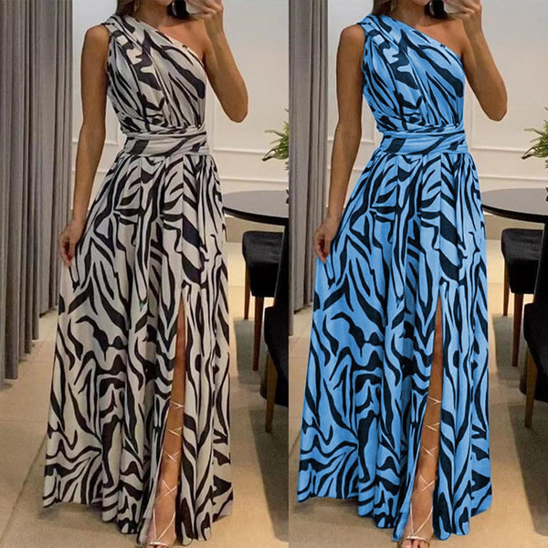 Women's Clothing Exposed Back Sleeveless Printed Long Dress-Women's Outerwear 2023-Zishirts