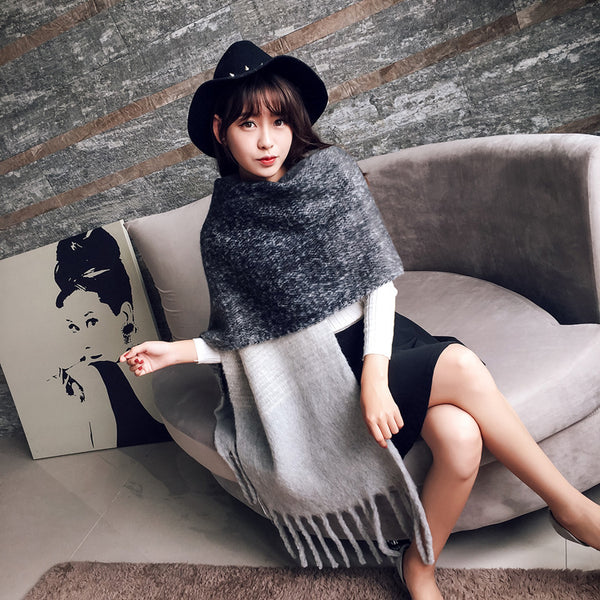 Women's Korean-style Long Scarf Shawl Autumn And Winter New Warm Thickened Tassel-Scarves & Wraps-Zishirts