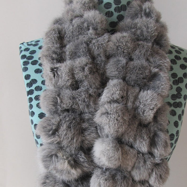 Four-row Ball Rabbit Fur Scarf-Scarves & Wraps-Zishirts