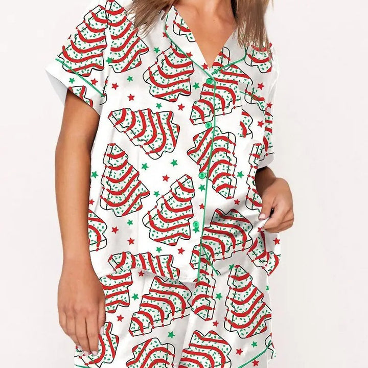 Casual Plus Size Temperament Christmas Tree Printing Suit-Suits & Sets-Zishirts