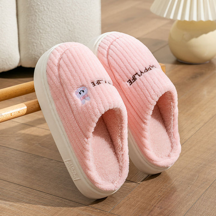 Cute Rabbit Slippers Winter Warm Home Shoes Non Slip Plush Bedroom Slippers-Womens Footwear-Zishirts