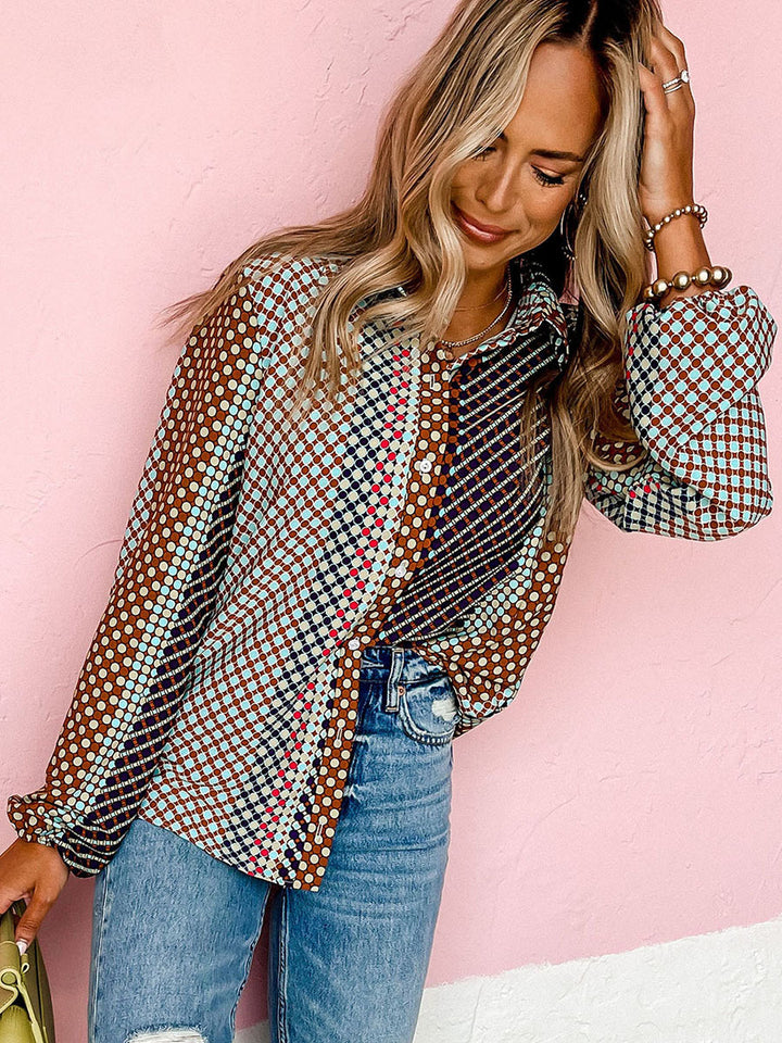 Autumn New Loose Printed Shirt European And American Leisure Commuter's All-matching Button Long Sleeve-Blouses & Shirts-Zishirts