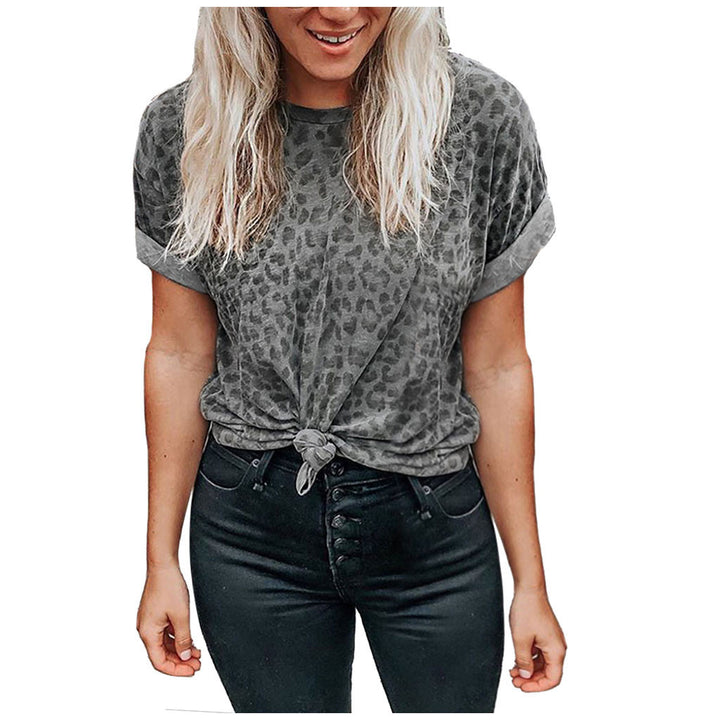 Fashionable All-match Round Neck Short Sleeve Slim-fit Women's T-shirt Top-Blouses & Shirts-Zishirts