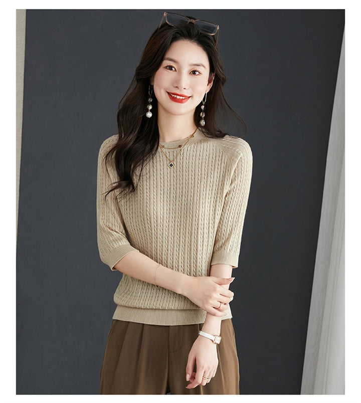 New Loose Twist Western Style Shirt Knitwear Thin-Sweaters-Zishirts