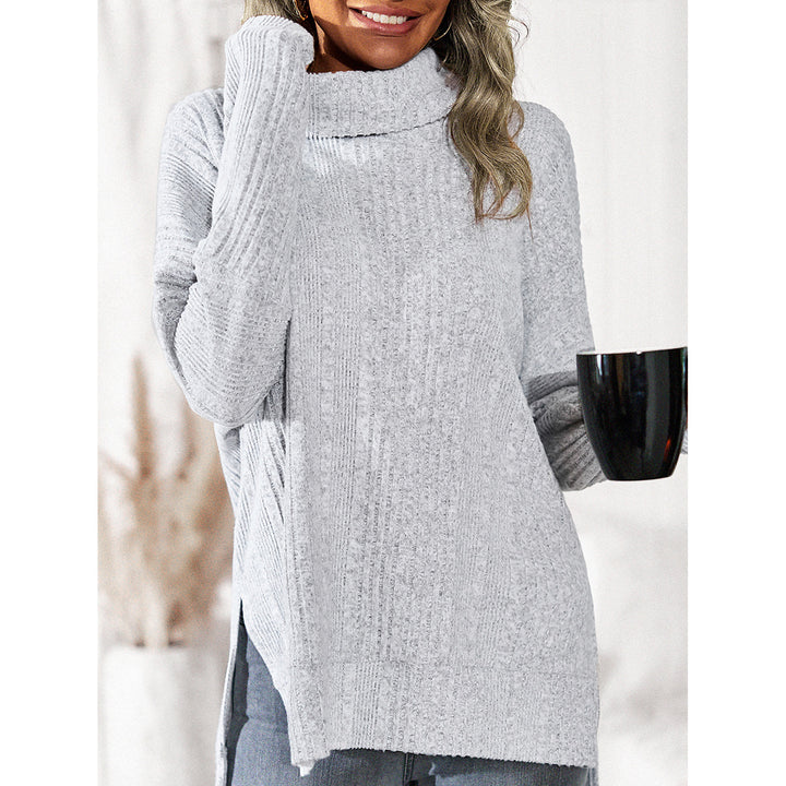 Women's Fashion Casual Turtleneck Fleece Knitted Long-sleeved Top-Blouses & Shirts-Zishirts