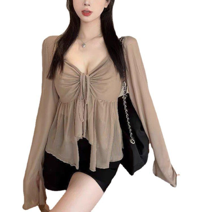 French Style Women's Pure Hot Girl Slim Long Sleeve Top Shirt-Women's Outerwear 2023-Zishirts