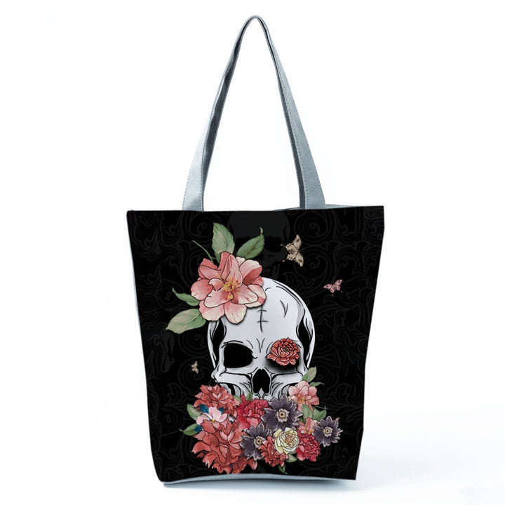 Portable Large Capacity Skull Printed Handbag-Women's Bags-Zishirts