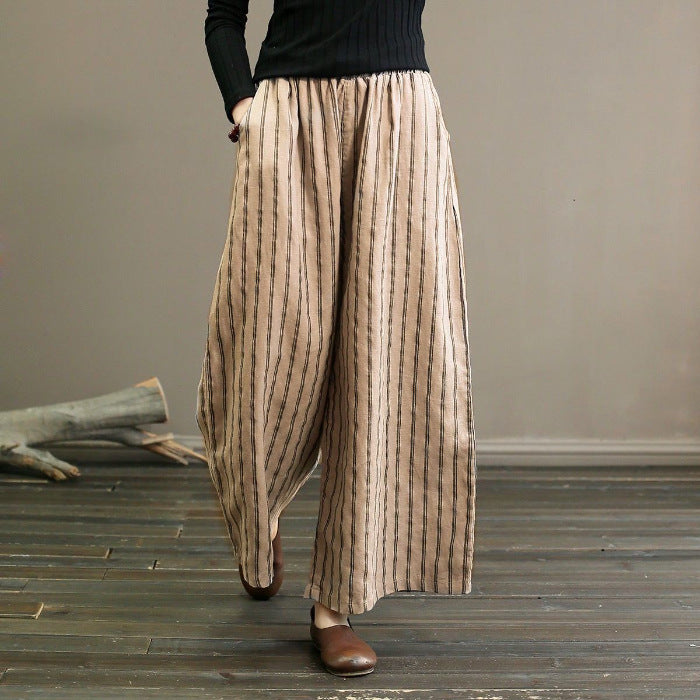 Striped Wide-leg Pants Female Summer-Womens 2024 March-Zishirts