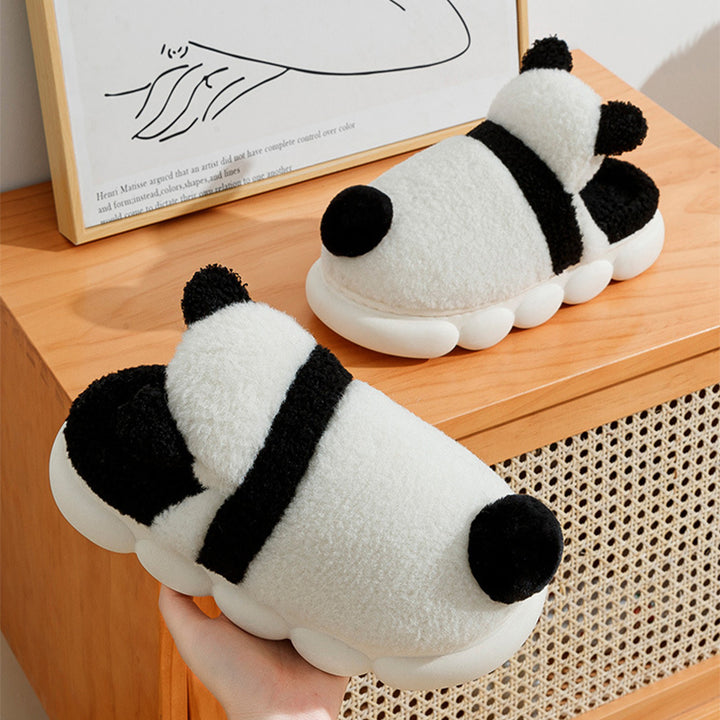 Cute Panda Shoes Winter Plush Slippers Women Warm Cartoon Garden House Shoes-Womens Footwear-Zishirts