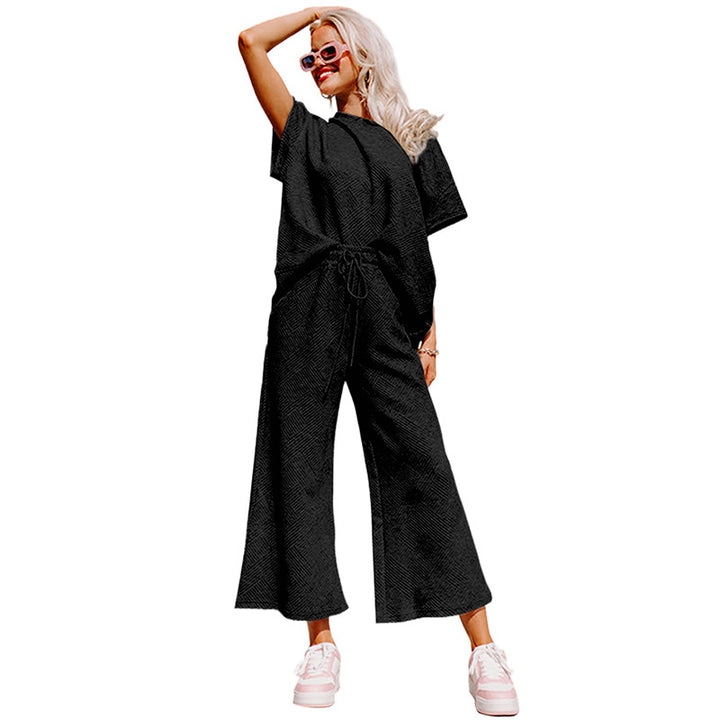 Summer New Color Casual Suit Female European And American All-matching Thread Drawstring Sportswear Female-Suits & Sets-Zishirts