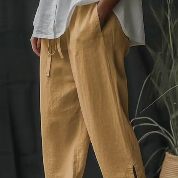 New Wide Leg Cotton Linen Pants-Women's Outerwear 2023-Zishirts