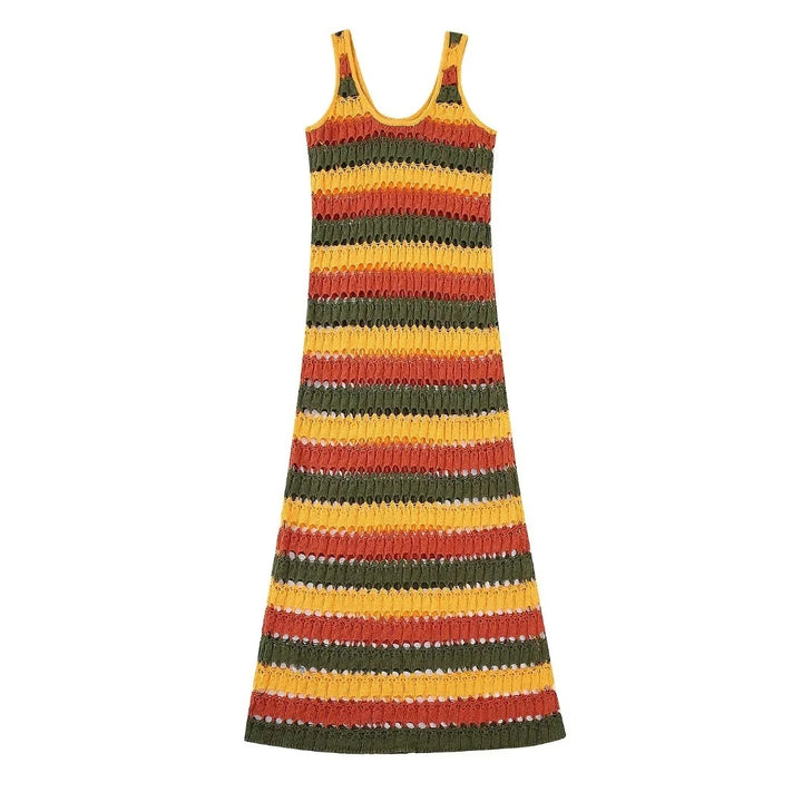 Women's Fashion Striped Knitted Dress-Lady Dresses-Zishirts