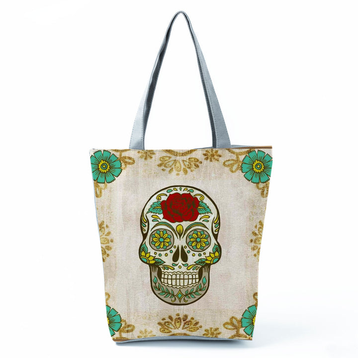 Portable Large Capacity Skull Printed Handbag-Women's Bags-Zishirts