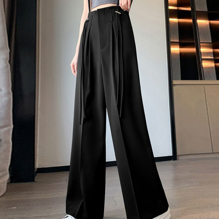 Drawstring Wide-leg Pants Women's Spring And Autumn Draping High-grade Trousers-Women's Outerwear 2023-Zishirts