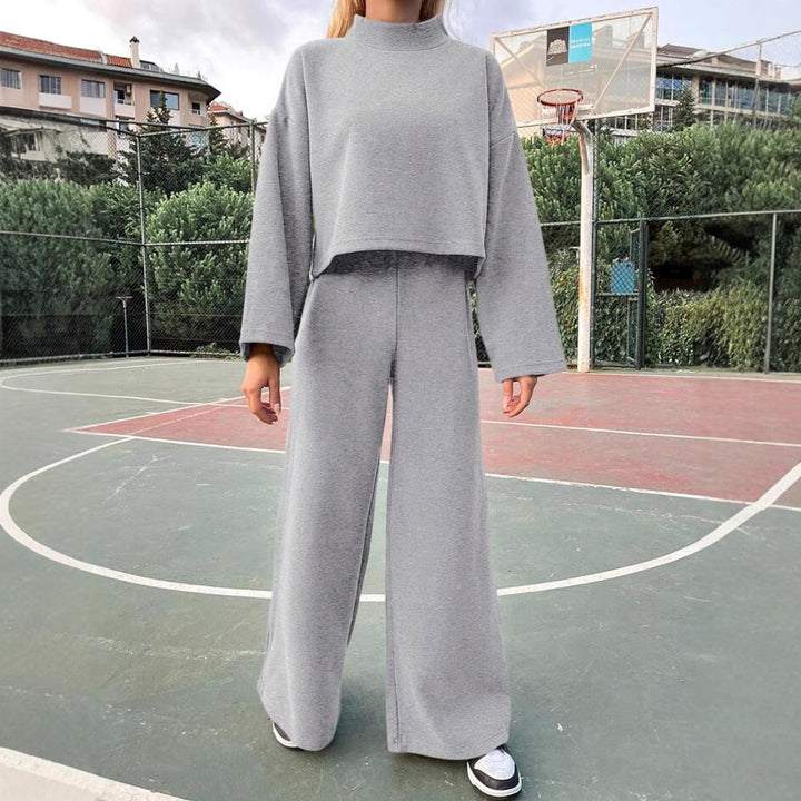 Casual Laid-back Style Knitted Long-sleeved Top Loose Comfortable Trousers Suit-Suits & Sets-Zishirts