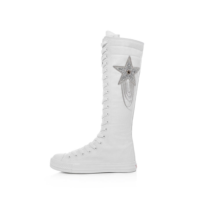 Five Pointed Star Canvas Boots-Womens Footwear-Zishirts