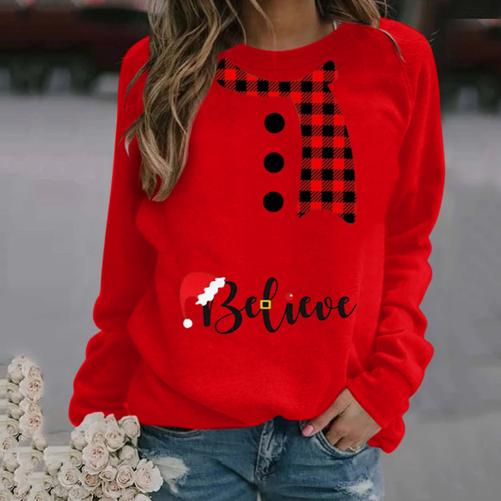 Christmas Pattern Printing Long Sleeve Crew Neck Sweater Women-Women's Outerwear 2023-Zishirts