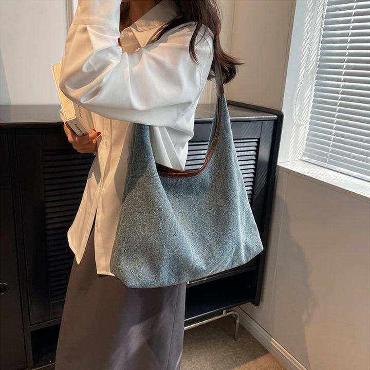 Denim Canvas Bucket Bag Fashion Large Capacity Shoulder Bags For Women Tote Handbag Female Shopping Bags-Women's Bags-Zishirts