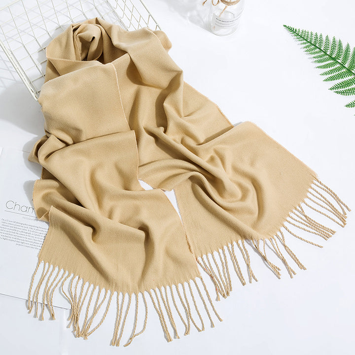 Men's And Women's Fashion Versatile Tassel Solid Color Scarf-Scarves & Wraps-Zishirts