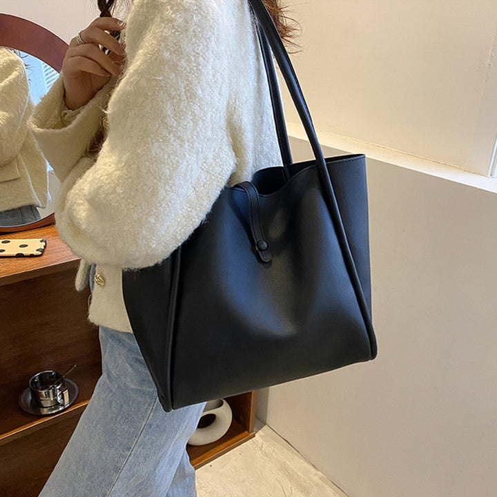 Casual Large Capacity Tote Bags For Women Fashion Solid Color Shopping Shoulder Bag With Wallet Ladies Handbag-Women's Bags-Zishirts