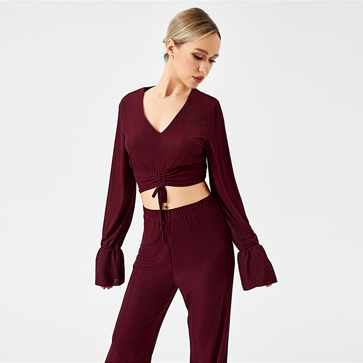 Two Piece Pants Set Long Sleeve Top-Suits & Sets-Zishirts