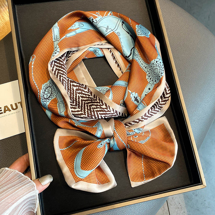 Warm Small Silk Scarf Thin Narrow Ribbon-Scarves & Wraps-Zishirts