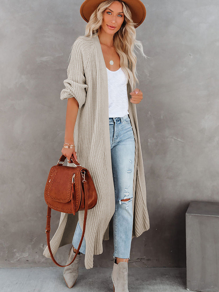 Women's Autumn Leisure Loose Split Long Cardigan Sweater-Sweaters-Zishirts