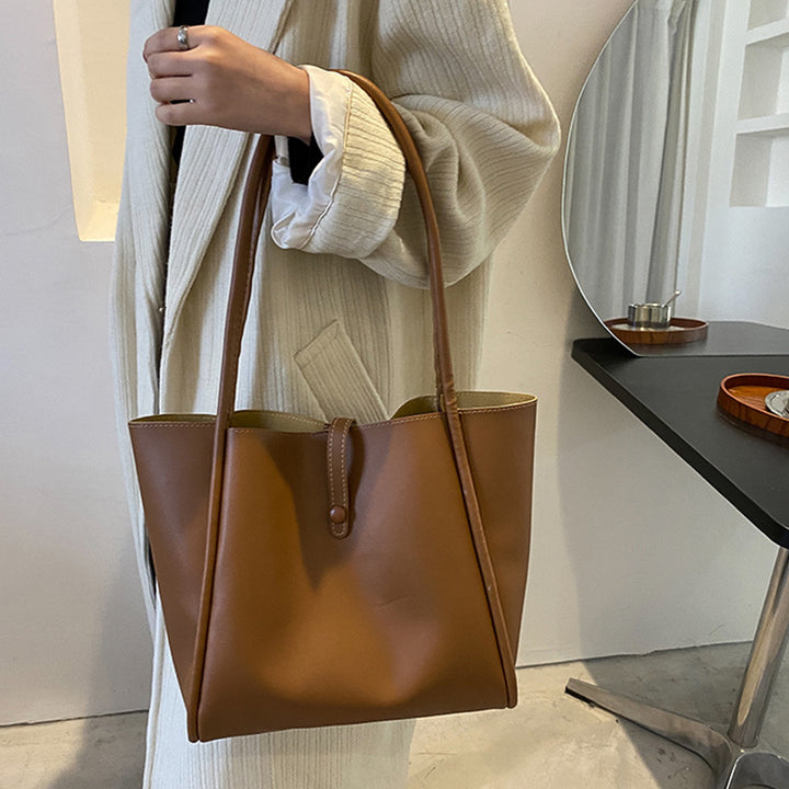 Casual Large Capacity Tote Bags For Women Fashion Solid Color Shopping Shoulder Bag With Wallet Ladies Handbag-Women's Bags-Zishirts