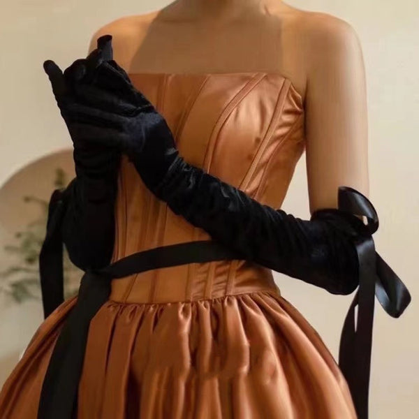 French Retro Hepburn High-end Long Black Gloves-Womens 2024 March-Zishirts