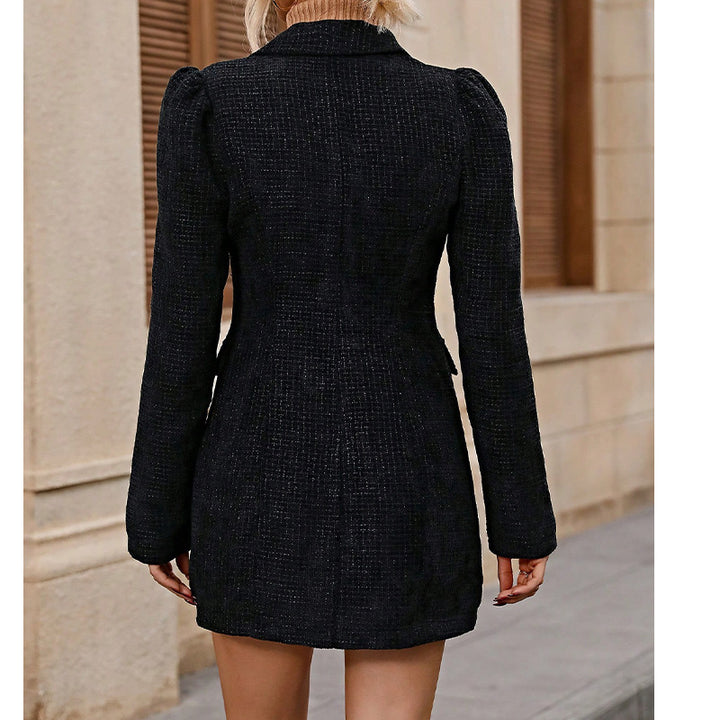 Solid Color Commute Blazer Collar Coat Waist-slimming Dress Suit-Lady Dresses-Zishirts