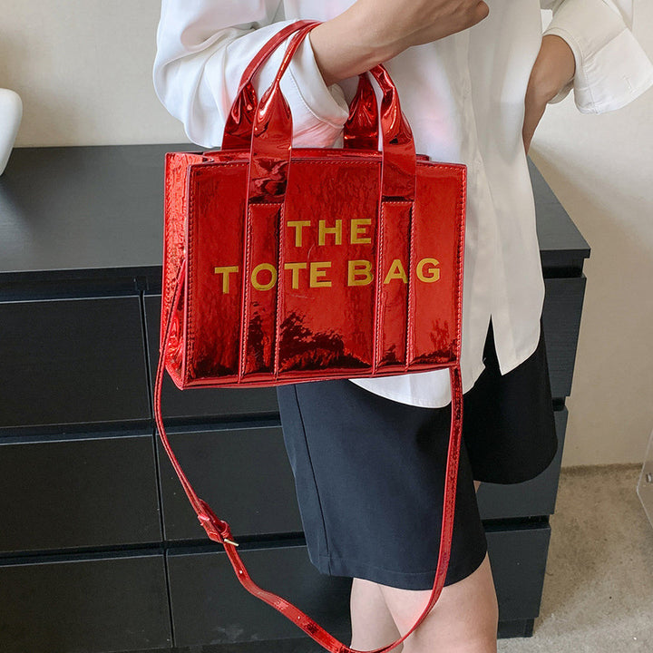 Women's Fashion Shiny Surface Indentation Letter Shoulder Messenger Bag-Women's Bags-Zishirts