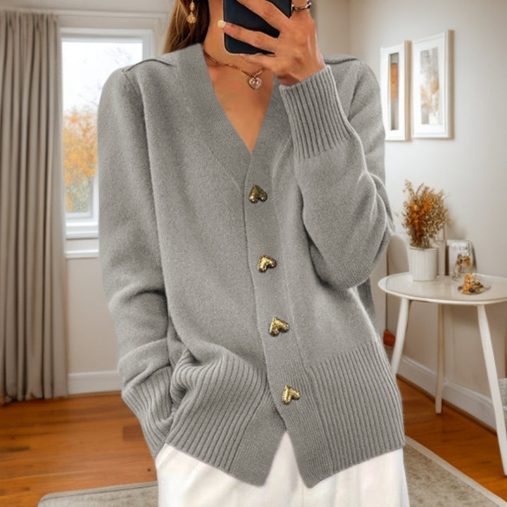 Autumn And Winter New Solid Color Long Sleeve V-neck Knitted Cardigan-Sweaters-Zishirts