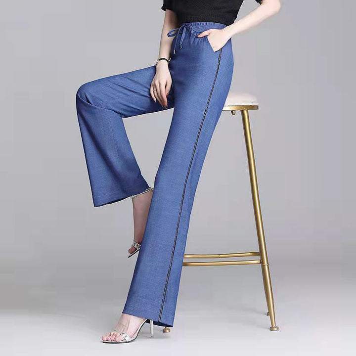 Thin High Waist Drooping Straight Loose Cropped Pants-Women's Outerwear 2023-Zishirts