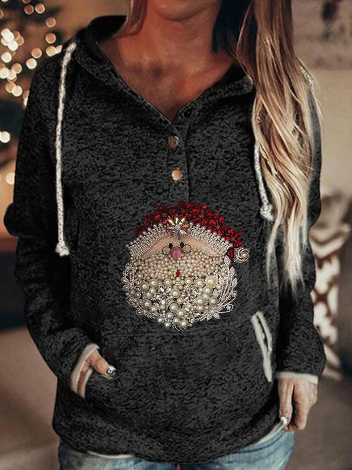 Retro Animal Nature Abstract Printing Brown Button Hoodie-Women's Outerwear 2023-Zishirts